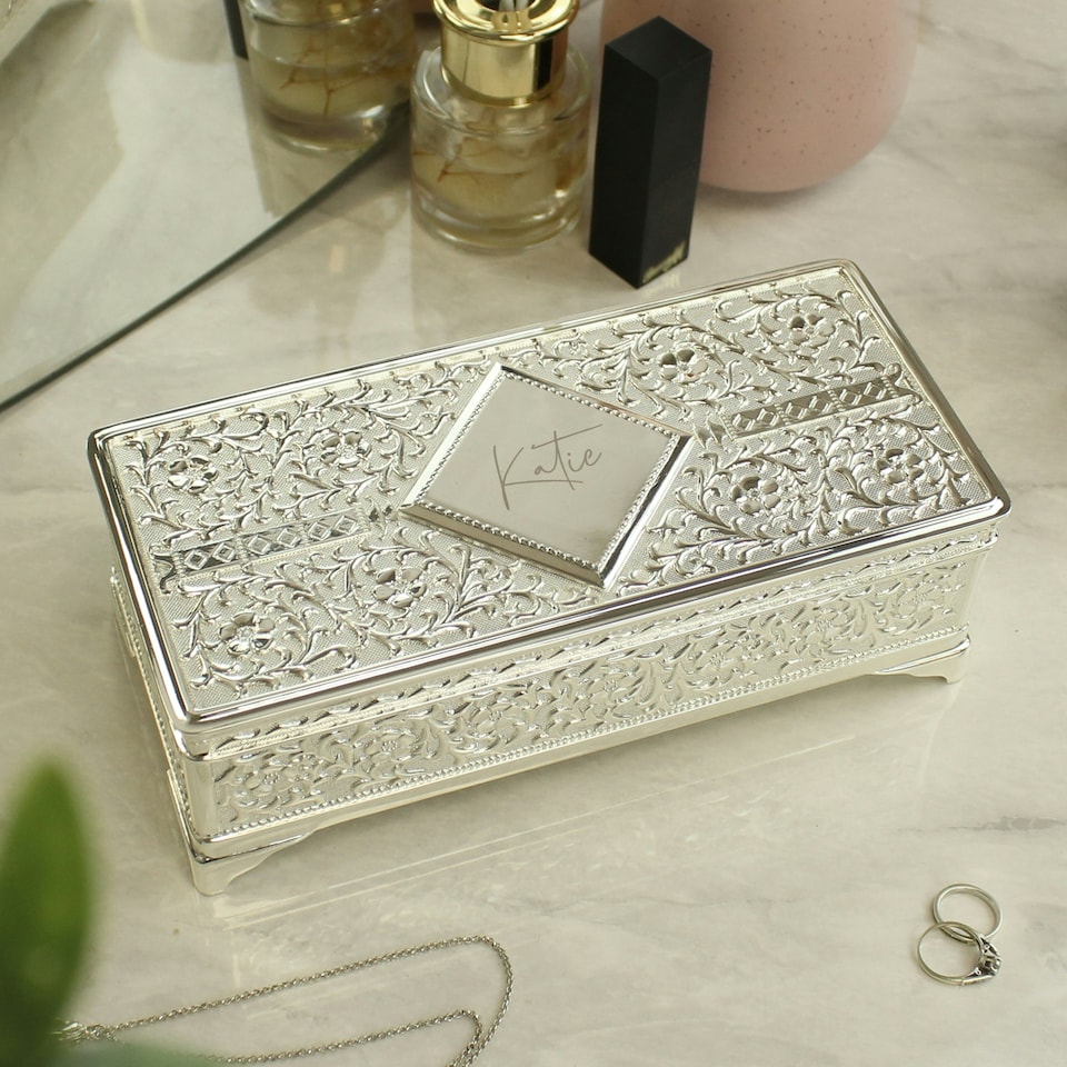 image 1 of Personalised Silver Plated Jewellery Box