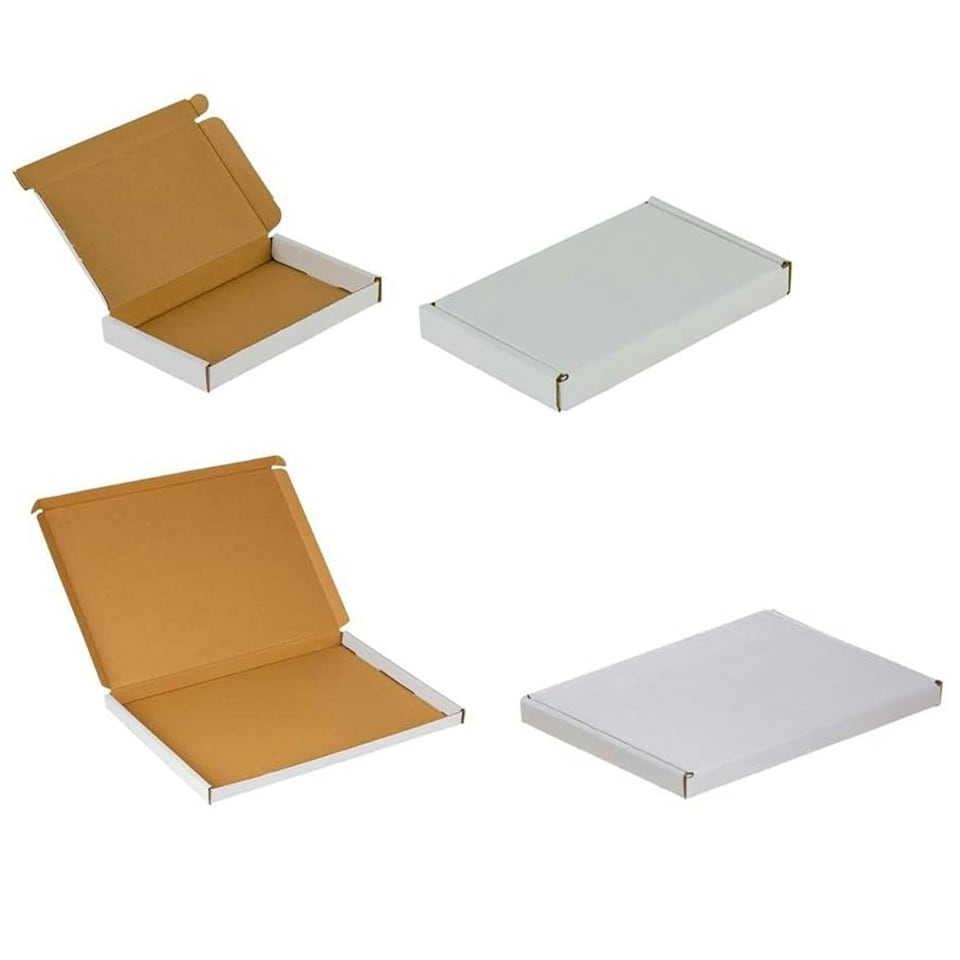 image 1 of 10 x C4 (332x245x22mm) White Single Wall Postal Mailing Die Cut Boxes White