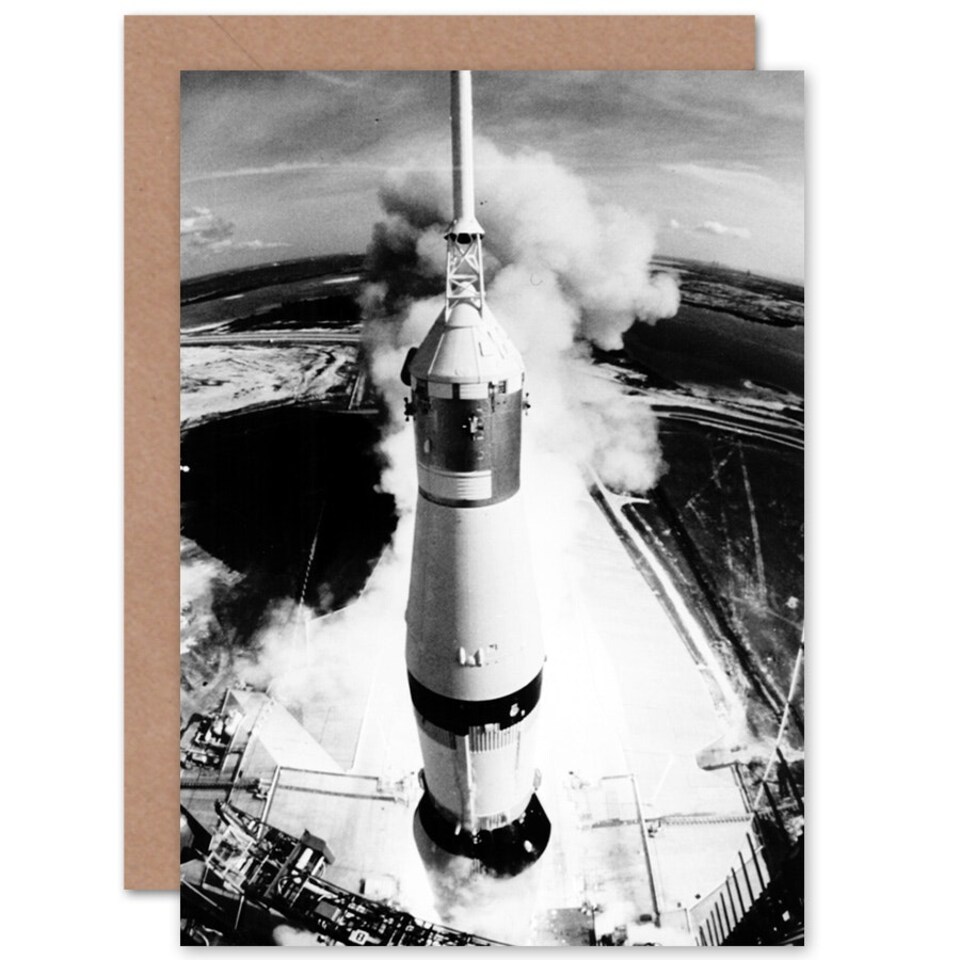 image 1 of Nasa Apollo 11 Saturn Rocket Space Cadet Moon Landing Art Card