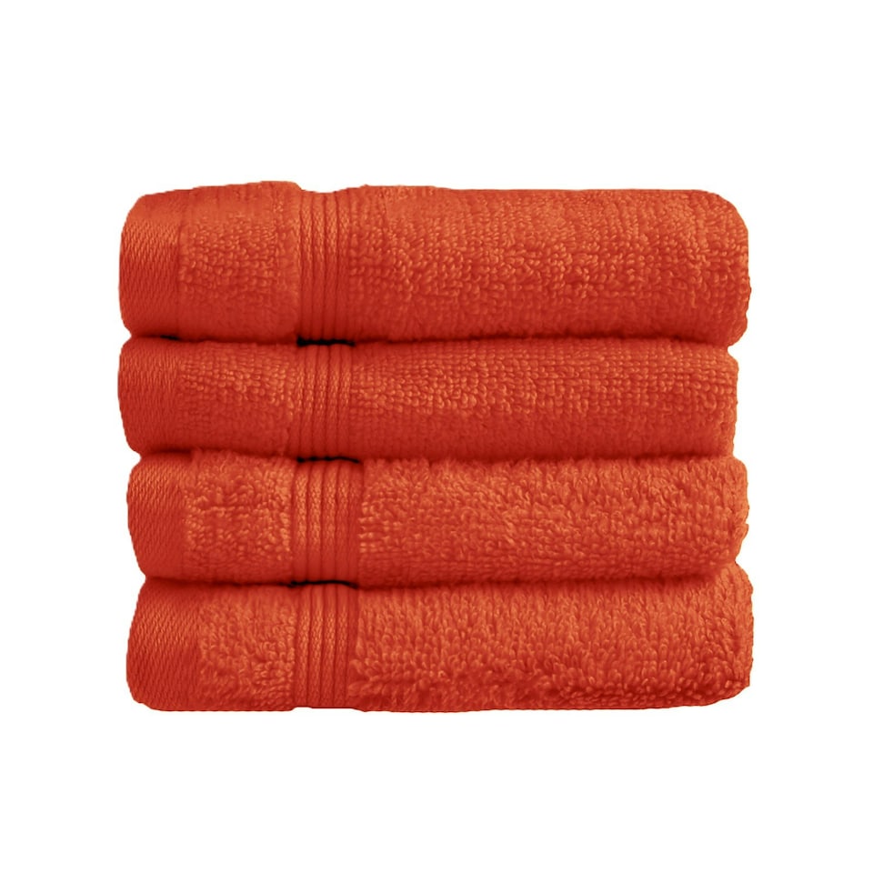 image 1 of Zero Twist Egyptian Cotton Face Cloths Pack of 4 - Terracotta Orange | Orange | Terracotta | Face cloth