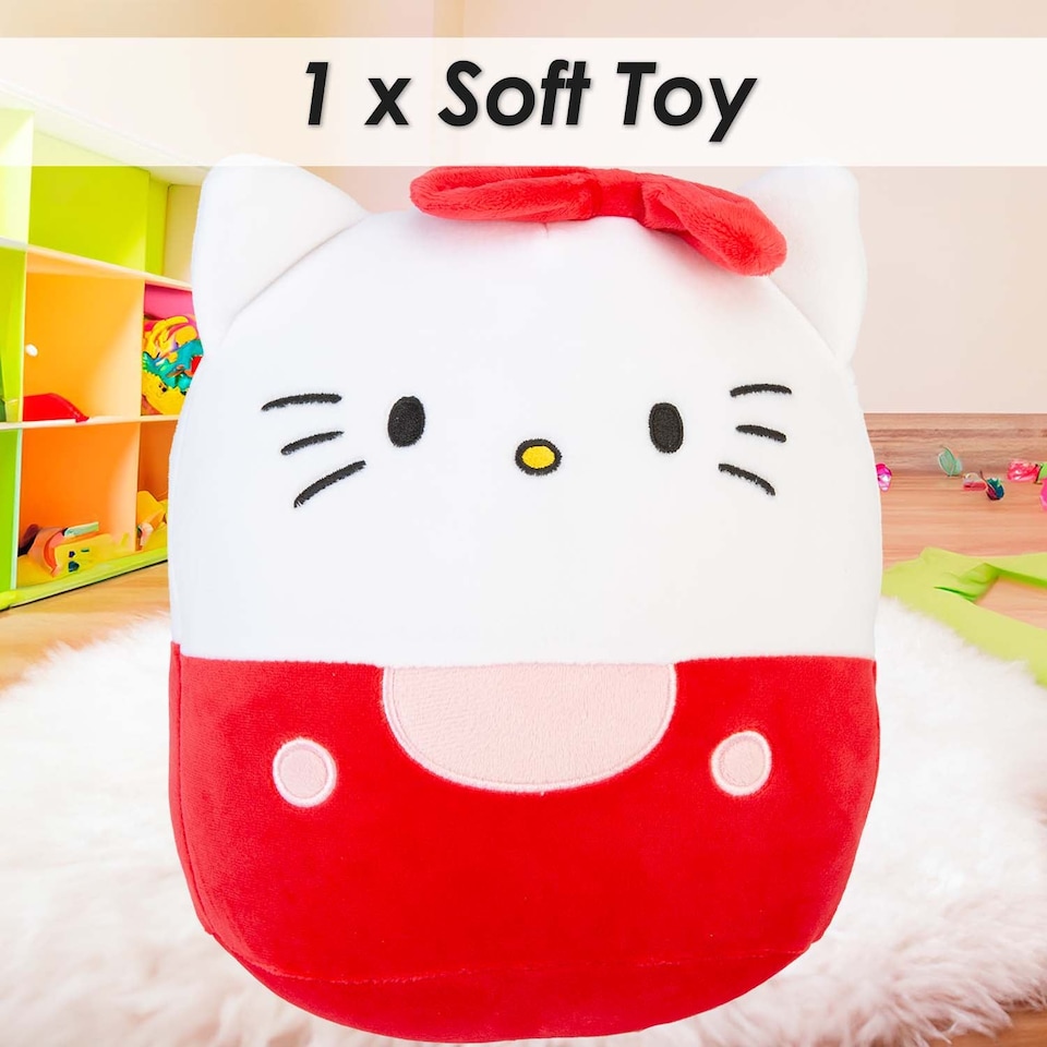 image 1 of PMS Hello Kitty Oval Cushion Plush Red and White Theme - 22cm x 16cm