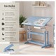 image 2 of Desk - for children, wooden, tiltable tabletop, 7 height settings, with drawer | Blue | blue | 109 x 55 x 94 cm | 1