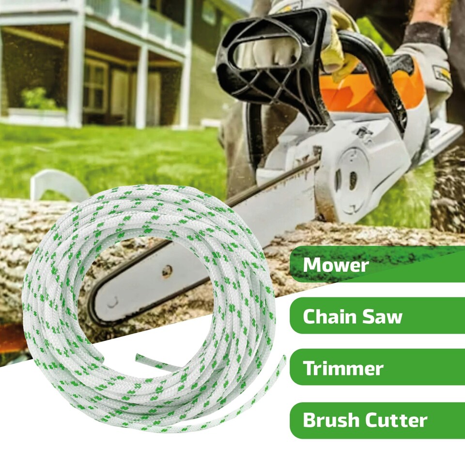 image 1 of SPARES2GO Pull Cord 3.5mm x 100m Starter Rope Recoil Lawnmower Chainsaw Strimmer Blower