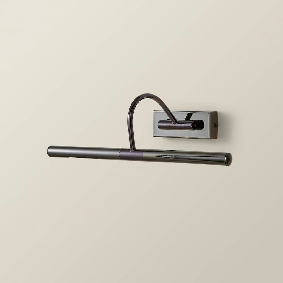 image 1 of ValueLights Adjustable Black Chrome Display Lamp Twin Picture Wall Light - Mains Powered + LED Bulb Black