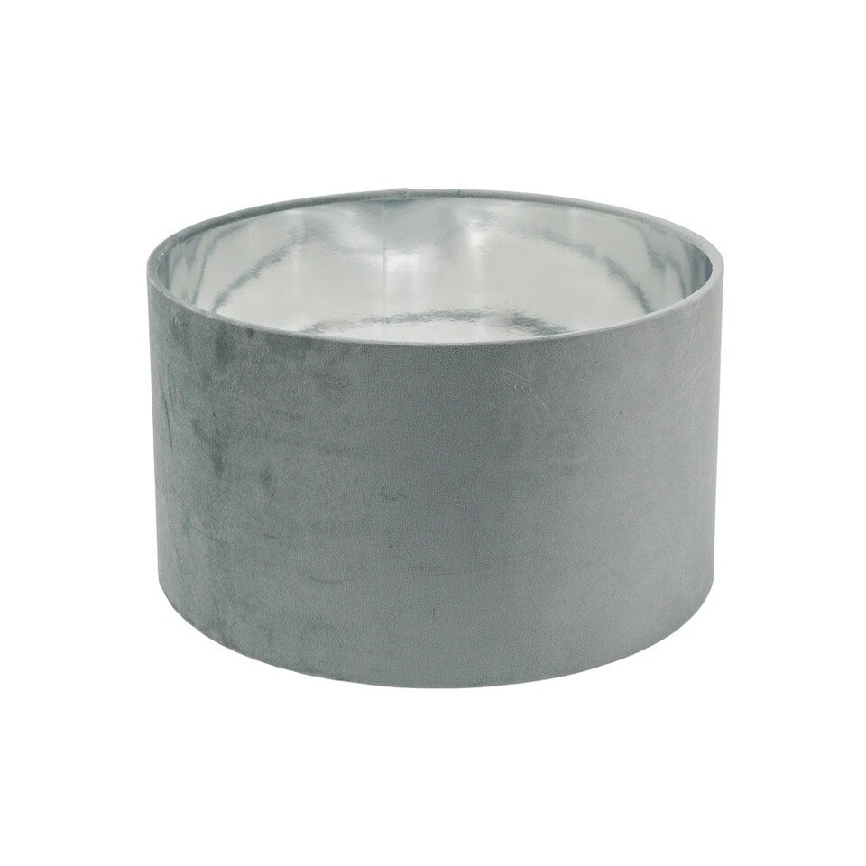 image 1 of ValueLights Reni Medium Grey Velvet Chrome Inner Lamp Shade & Bulb Grey