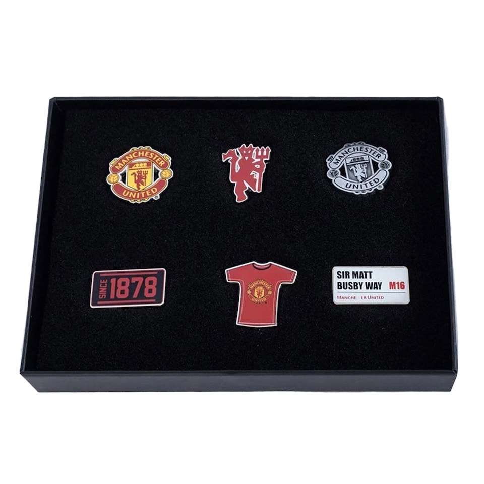 image 1 of Manchester United FC Alloy Badge Set (Pack of 6) | Multi | Multicoloured | One Size | 1