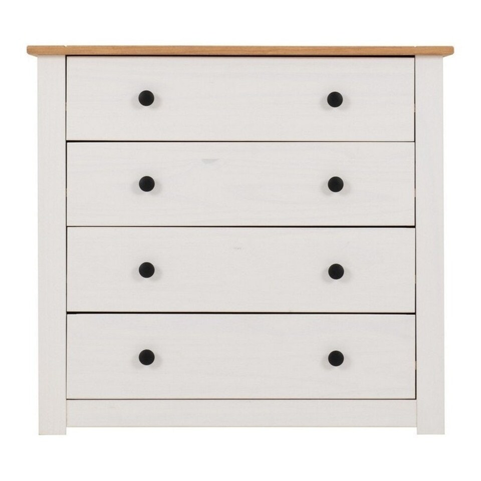 image 1 of Panama 4 Drawer Chest - L40.5 x W80 x H73 cm - White/Natural Wax