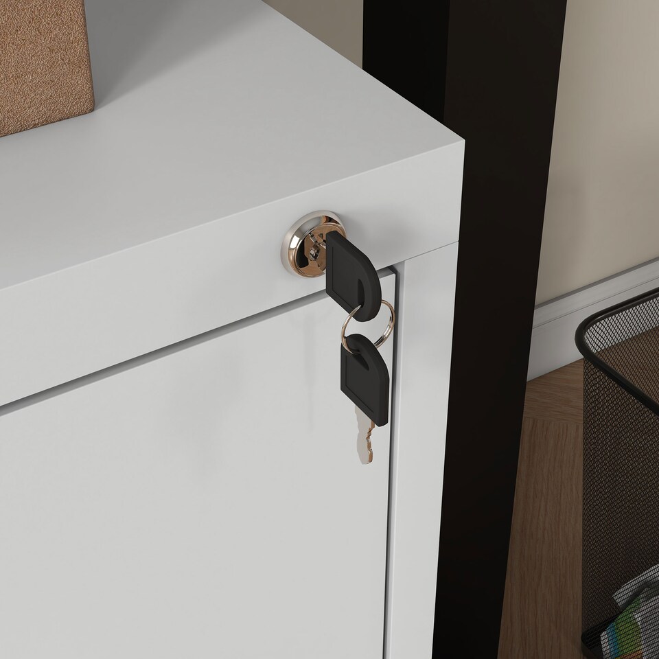 image 1 of HOMCOM 3 Drawer Filing Cabinet, Vertical File Cabinet with Adjustable Hanging Bar for A4 and Letter Size, Steel Printer Stand for Home Office, Cream White