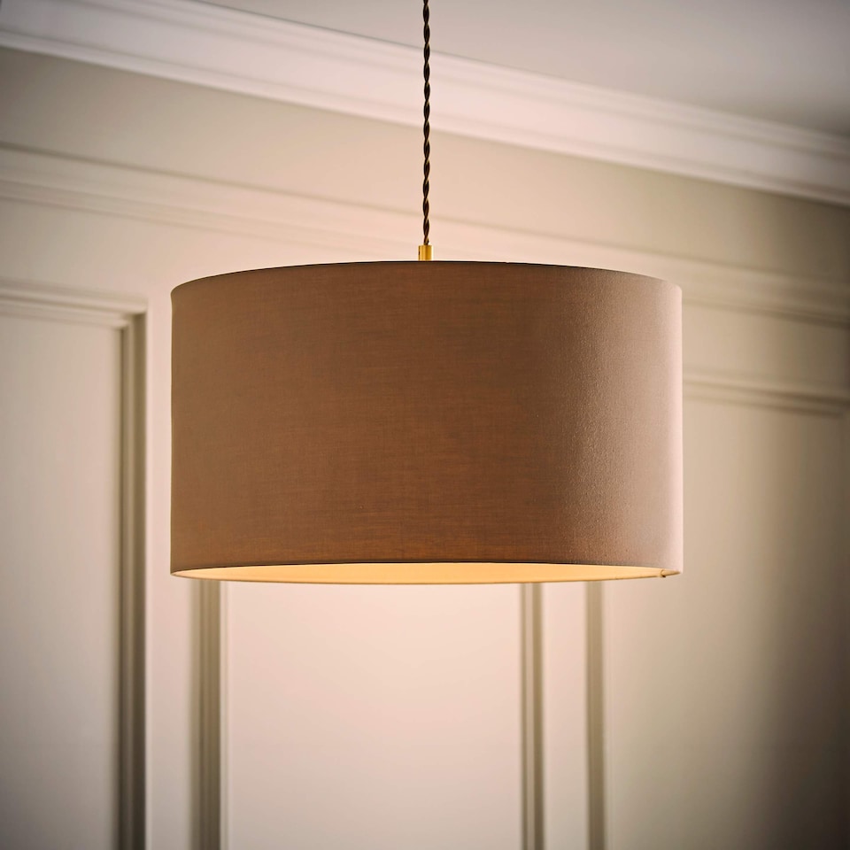 image 1 of ValueLights Reni Taupe Fabric Ceiling Shade and Bulb (D)45cm