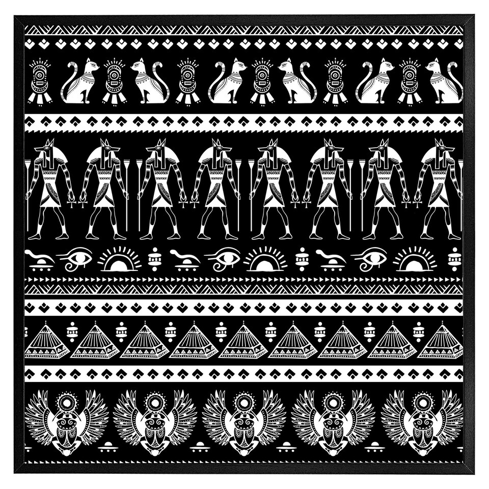 image 1 of Heiroglyphs on black (Picutre Frame) White | L