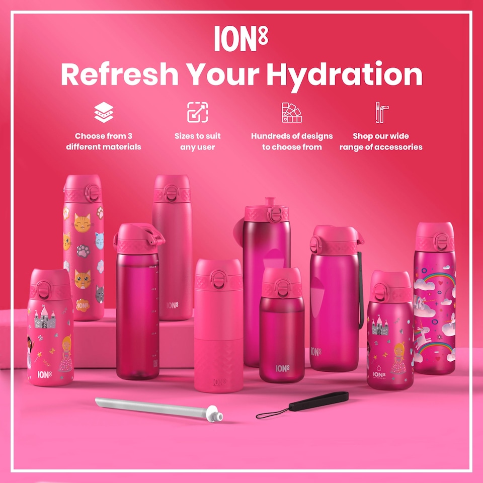 image 1 of Leak Proof Water Bottle, Vacuum Insulated, 320ml (11oz) | Pink | Rose Bloom | One Size