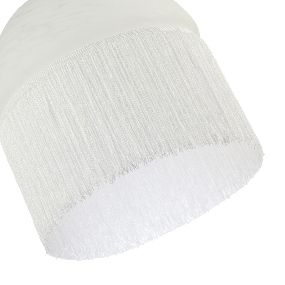 image 1 of Traditional Opal White Domed Glass Pendant Shade with Long Tassels