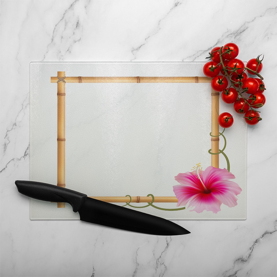 image 1 of Bamboo Border Glass Chopping Board | Multi