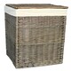 image 1 of Large Antique Wash Square Laundry Basket | White | White