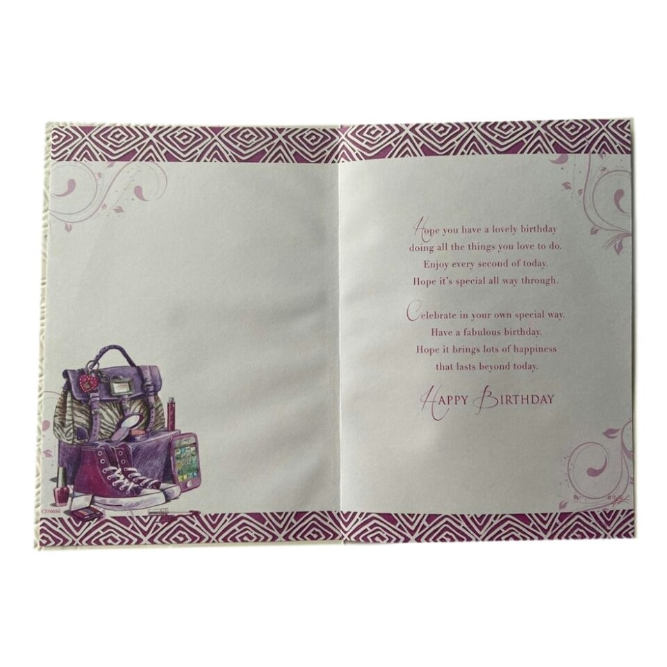 image 1 of Open Female Celebrity Styled Silver Foil Finished Birthday Card