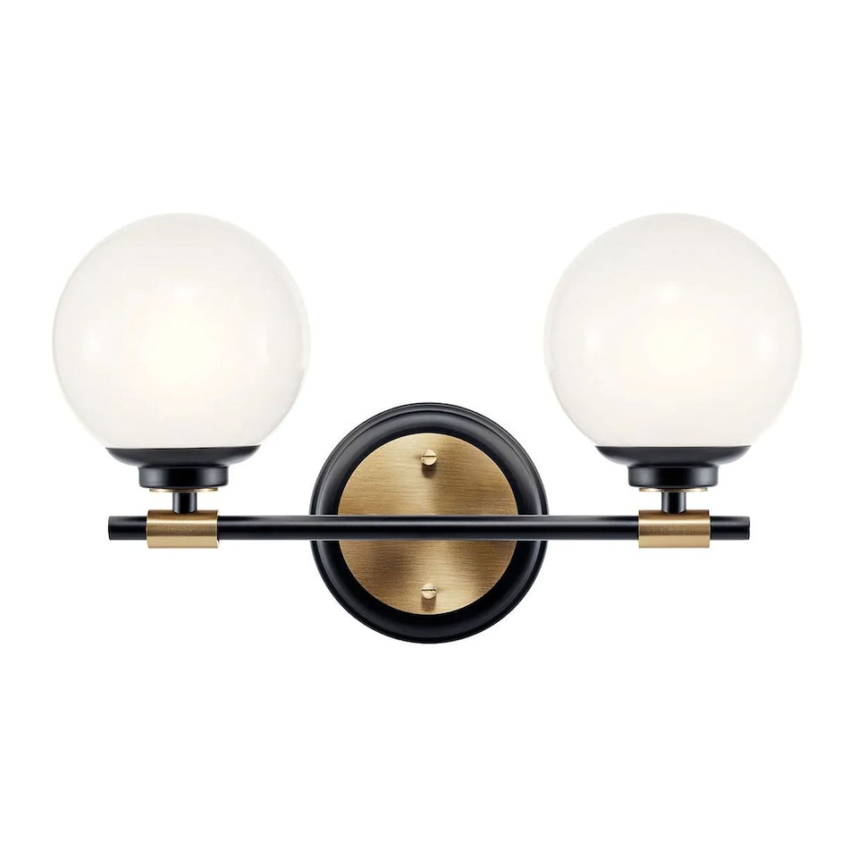 image 1 of Kichler Benno Bathroom Wall Lamp Contemporary Black, Champagne Bronze 3000K IP44 2x G9