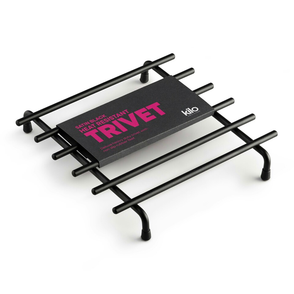 image 1 of Kilo Deluxe Metal Trivet, Medium, Black