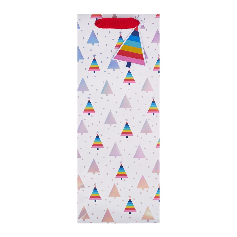 image 1 of Hallmark Pack Of 3 Christmas Bottle Bags - Rainbow Tree Design