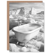 Elegant Bathtub Polar Ice Cap Black White Surreal Birthday Greeting Card