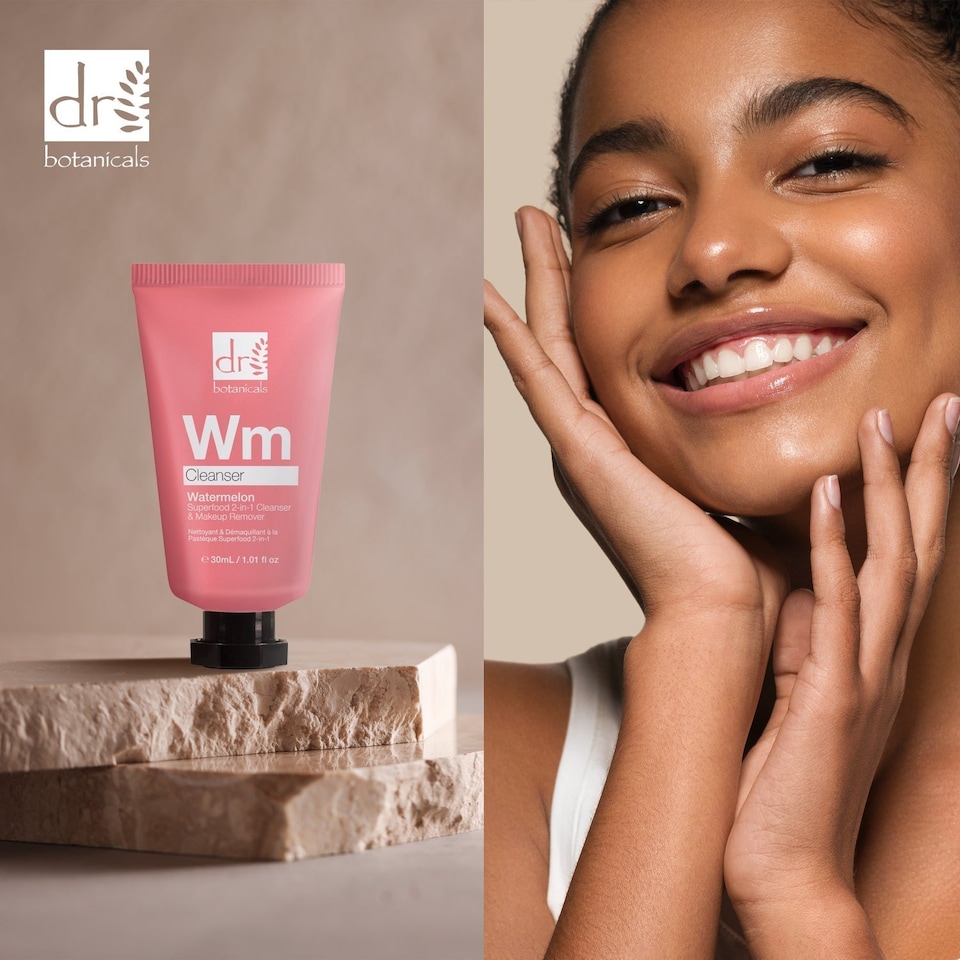 image 1 of Dr Botanicals Watermelon Superfood 2-In-1 Cleanser & Makeup Remover 30ml x 2 Duo Set