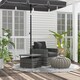 image 2 of Outsunny Outdoor Rattan Coffee Table w/ Umbrella Hole Fit for Garden | Grey | Gradient grey rattan | 55.5 x 55.5 x 46 cm