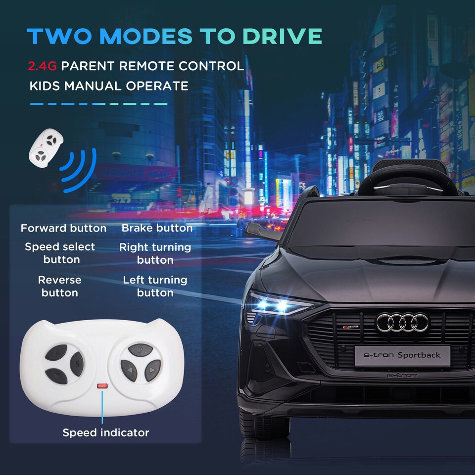 image 1 of HOMCOM 12V Kids Electric Ride-On Car/ w Remote Control, Lights, Music - Black