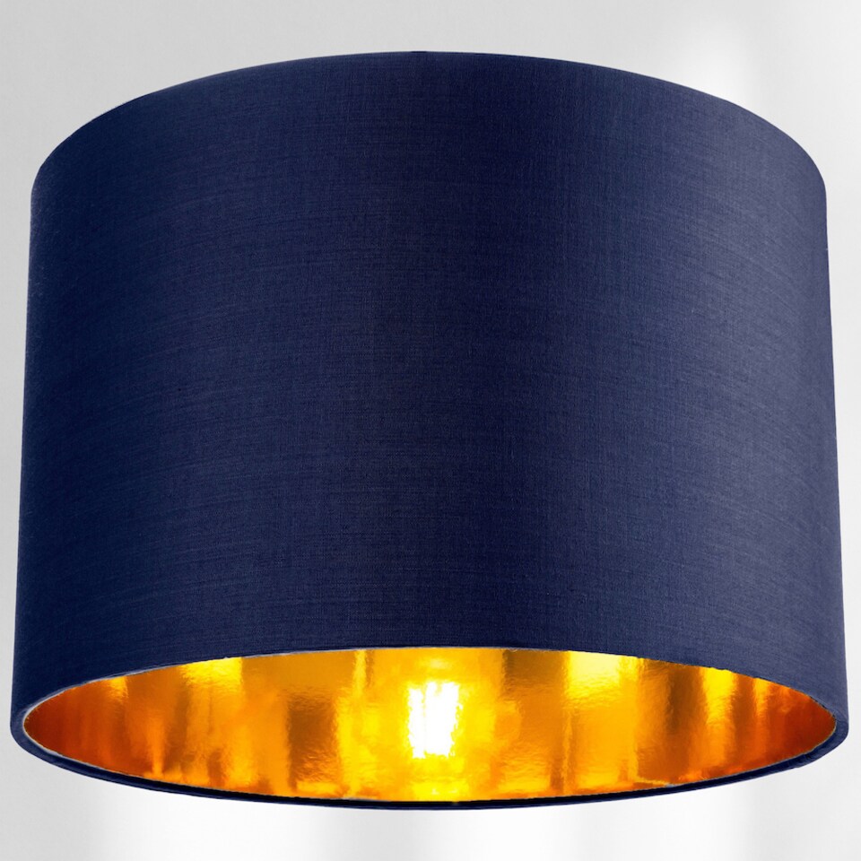 image 1 of Contemporary Blue Cotton 14 Table/Pendant Lamp Shade with Shiny Copper Inner | Blue