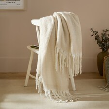 Furn Cozy Woven Tasselled Throw | Cream | Ecru | 1