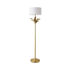 ValueLights Christina Gold Palm Leaf Floor Lamp White Shade and Bulb
