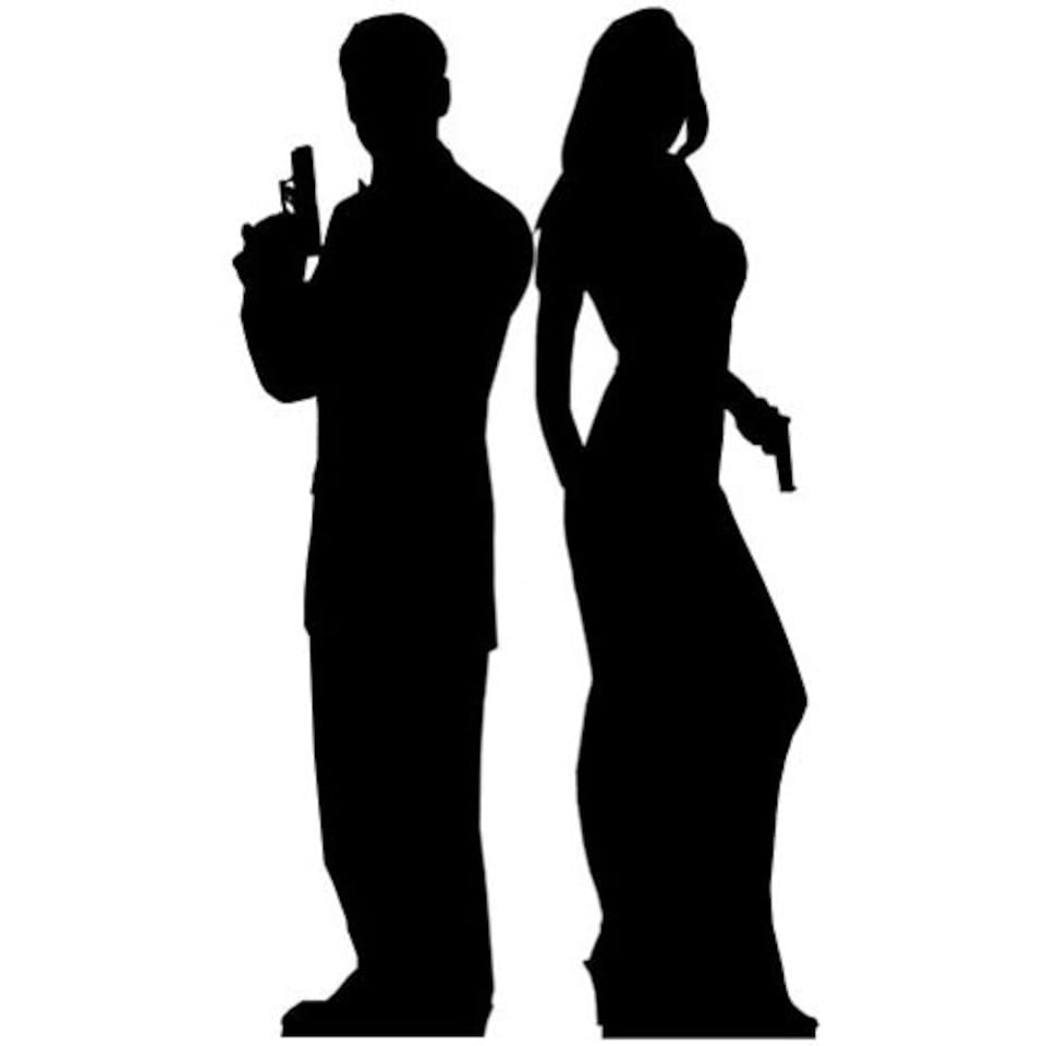 Silhouette Male And Female Double Agent Lifesize Cardboard Cutout 185cm