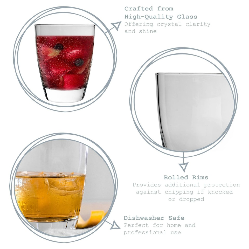 image 1 of Bormioli Rocco Nadia Double Whisky Glasses - 375ml - Pack of 4 Clear