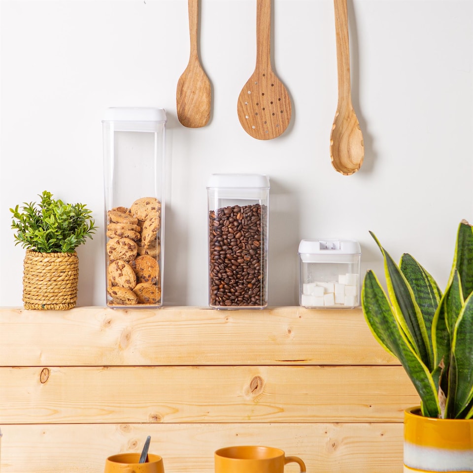 image 1 of Argon Tableware 3 Piece Flip Lock Plastic Food Storage Containers Set - White