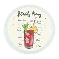 Bloody Mary Cocktail Round Worktop Protector - Textured Glass Chopping Board