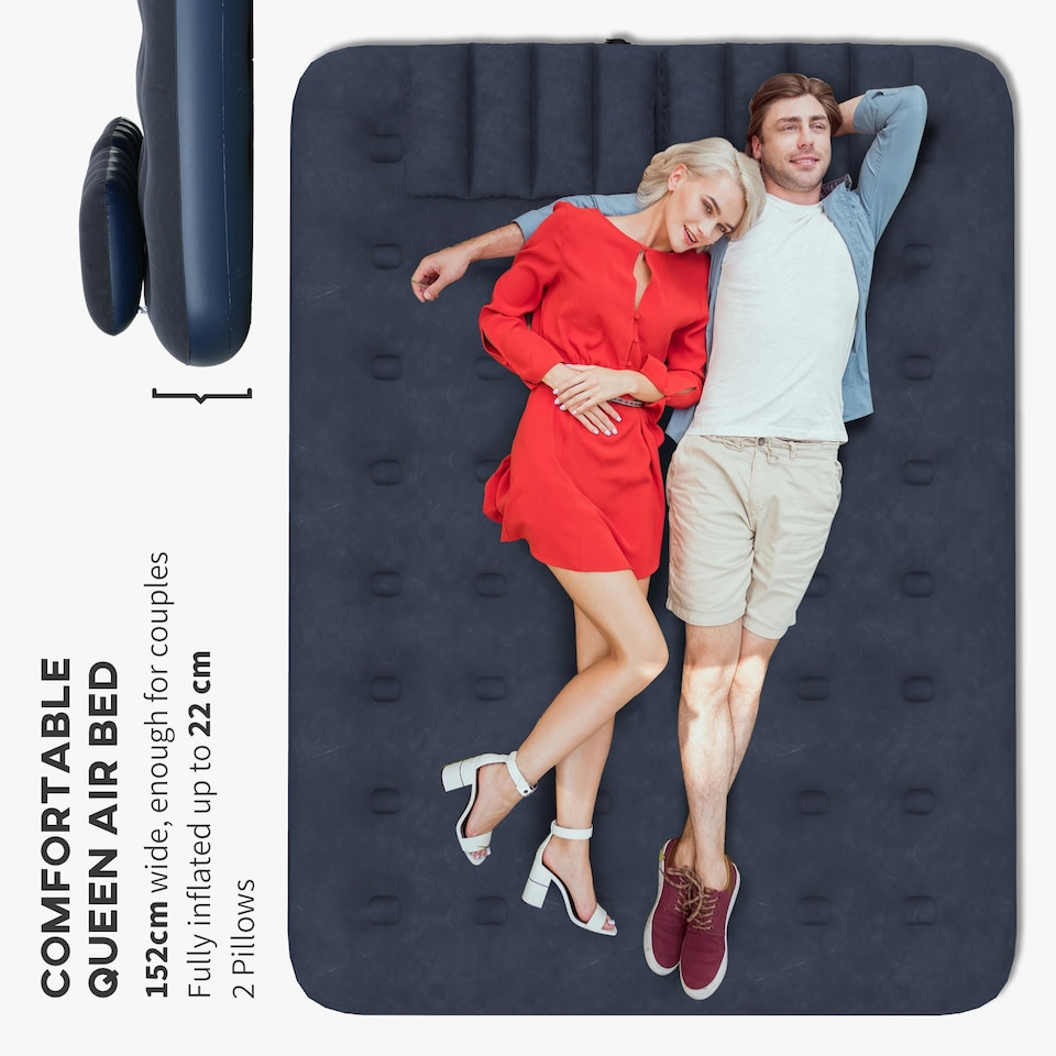 image 1 of Outsunny King Inflatable Mattress with Hand Pump, Pillows, 203 x 152 x 22cm