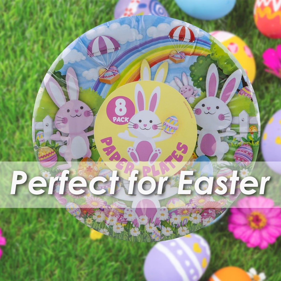image 1 of vfm-estore Easter Paper Plates 8-Pack - 7" Bunny Design