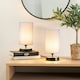 image 1 of ValueLights Pair Francis Black Touch Table Lamps Grey Shades & Bulbs | Grey