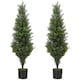 image 1 of HOMCOM Set of 2 Decorative Artificial Plants Cypress in Weighted Pot, 90cm