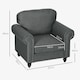 image 7 of HOMCOM Mid-Century Armchair Upholstered Accent Chair w/ Wood Frame, Grey