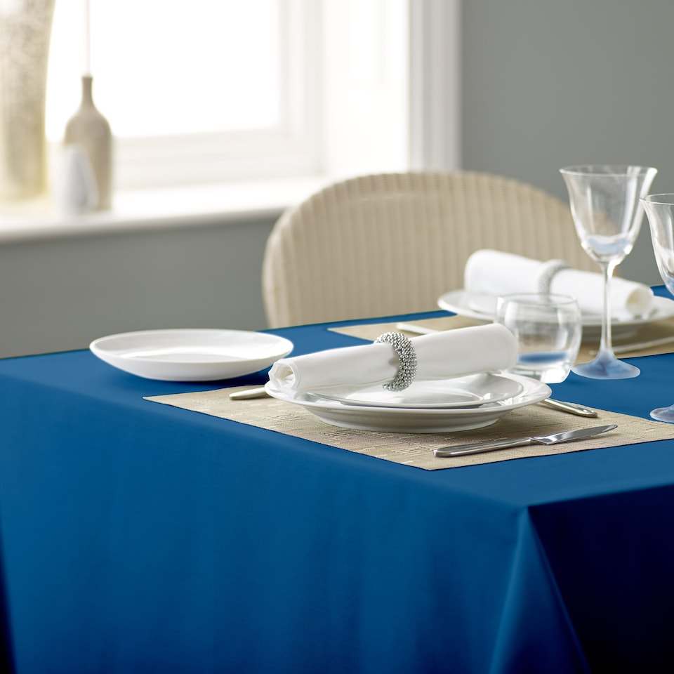 image 1 of Polyester Plain Bistro Tablecloth-Dark Blue