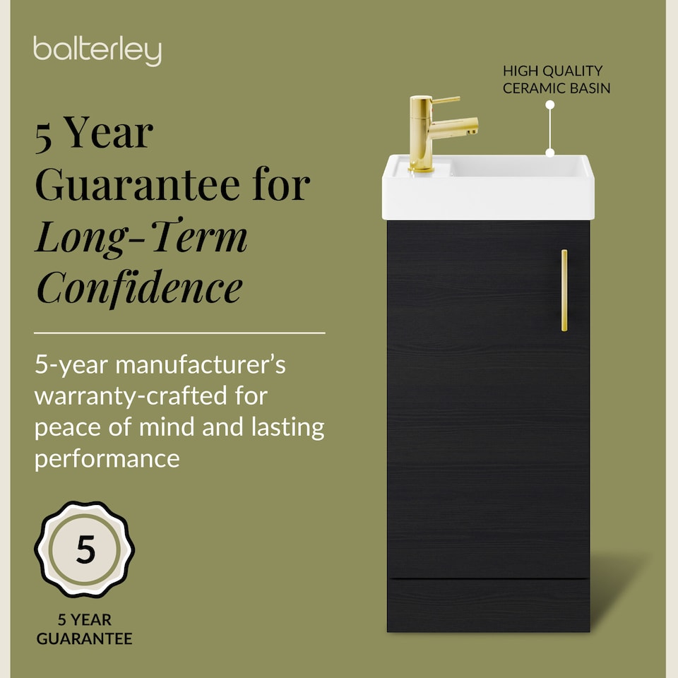 image 1 of Balterley Floor Standing Vanity Basin 400mm Charcoal & Brushed Brass Handle