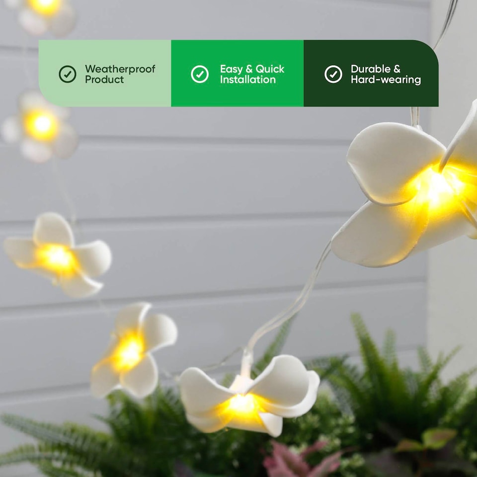image 1 of Gardenwize 2m Solar Flower LED String Lights Outdoor