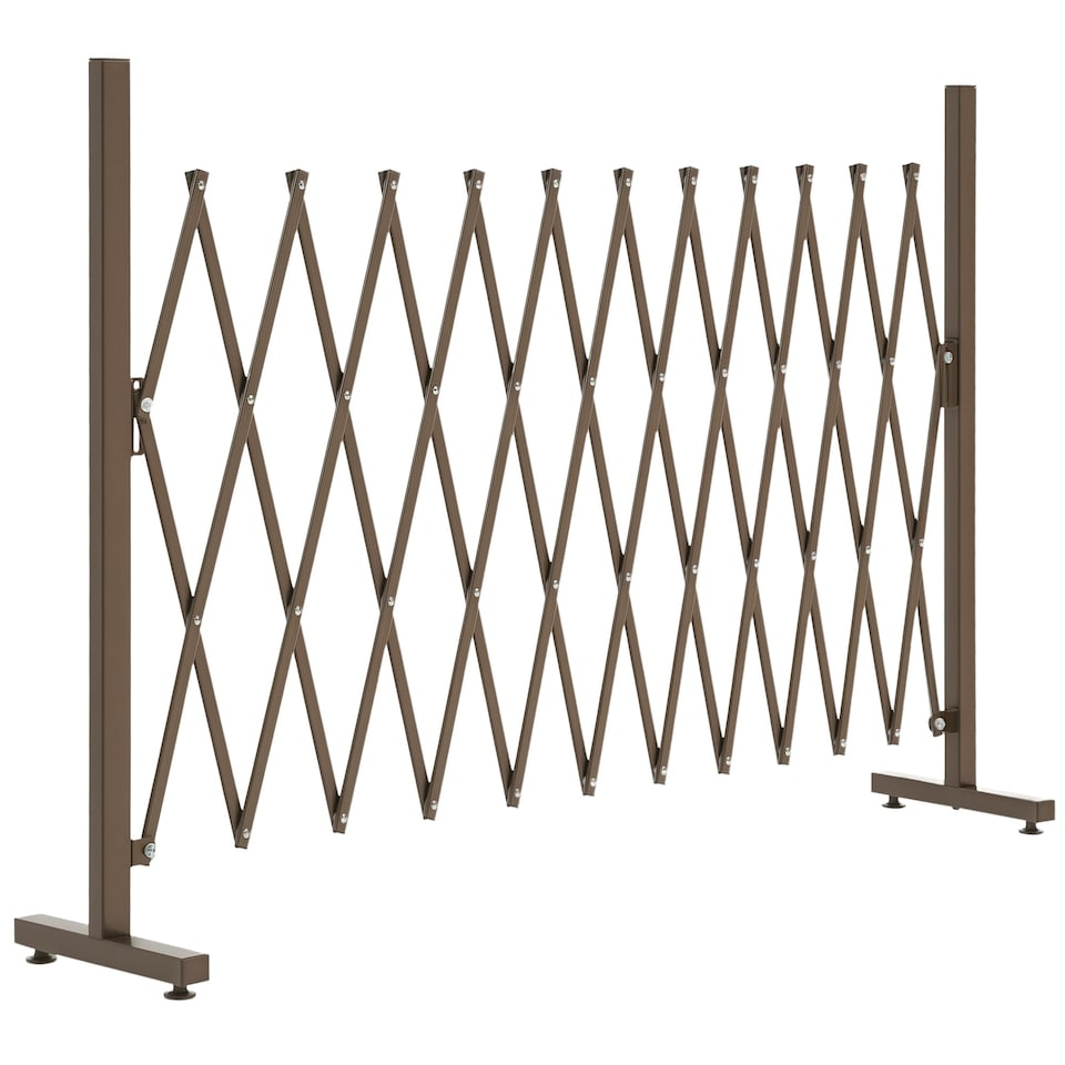 image 1 of Outsunny Aluminum Alloy Movable Fence Foldable Garden Screen Panel, Dark Brown