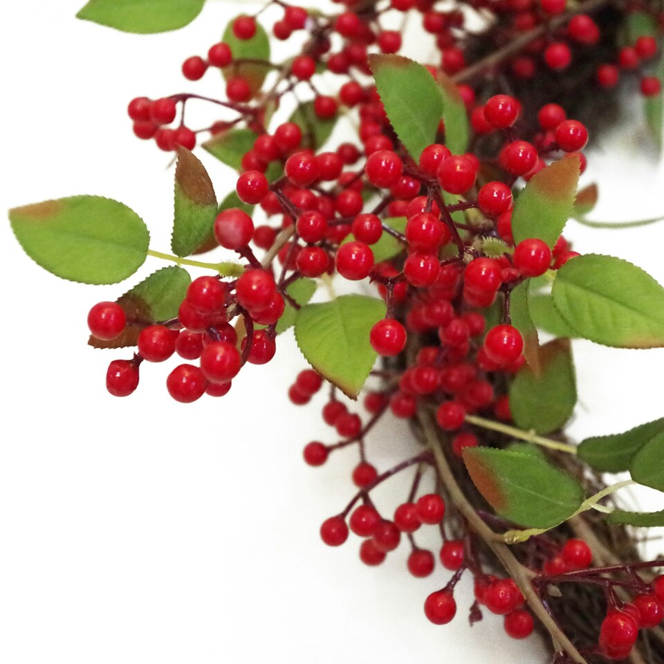 image 1 of Christmas Natural Look Red Berry Floristry Wreath 60cm 24 inch Large Luxury Botanik