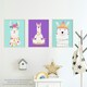 image 3 of Set of 3 Kids Bedroom Happy Llama Yoga Meditation Bright Purple Pastel Blue Wall Art Prints 12x16 Inch