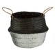 image 1 of Interiors By Premier Black & Silver Seagrass Storage Basket, Decorative Organizer With Handles, Small Seagrass Storage Basket Silver