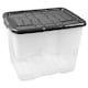 image 1 of 1 x 10L Clear Plastic Curve Storage Container With Black Lid Ideal For Home & Office Organisation Clear