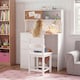 image 3 of COSTWAY Kids Desk and Chair Set Wooden Study Desk with 2 Cabinets