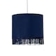 image 3 of First Choice Lighting Set of 2 Tassel Navy Blue Velvet with Chrome Inner Easy Fit 25cm Pendant Shades Blue | Chrome