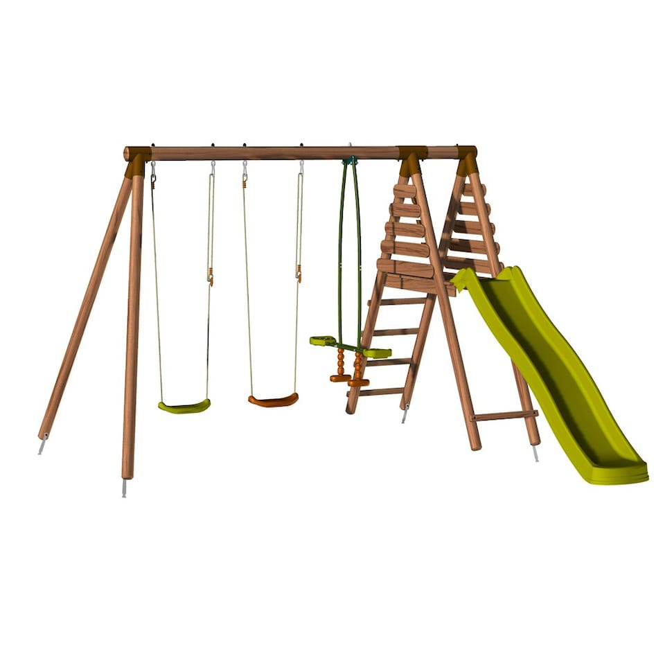 image 1 of Violette Wooden Swing Set with Slide