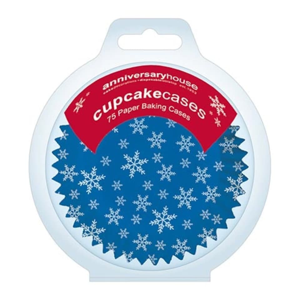 image 1 of Snowflake Christmas Paper Cupcake Cases - Pack of 75